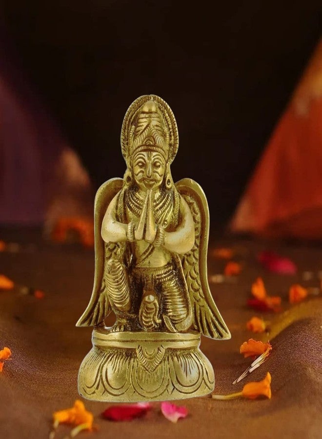 The Advitya تمثال جارودا النحاسي من أدفيتيا | تمثال جارودا النحاسي | تمثال نسر مركبة فيشنو | ديكور منزلي/مكتبي/هدية (الارتفاع 3.6 بوصة، الوزن 340 غرام) - Image 2